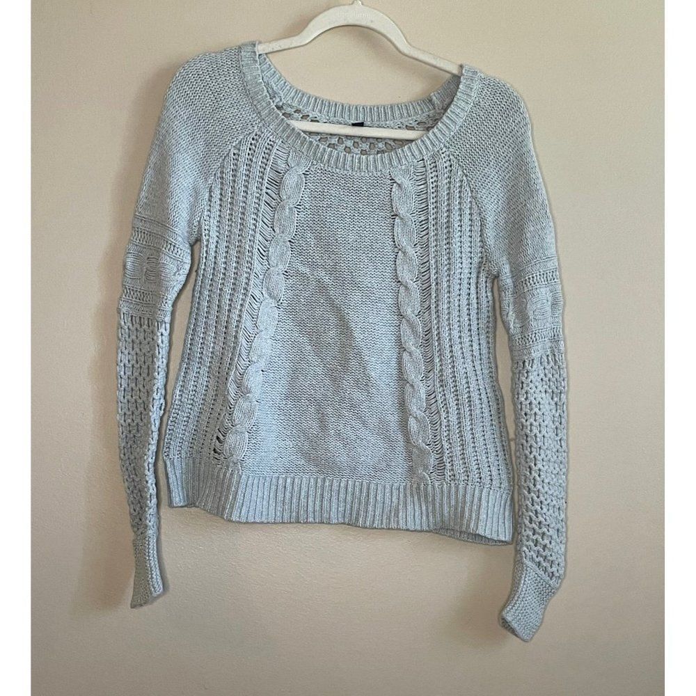 American Eagle light blue all-over eyelet sweater- small
